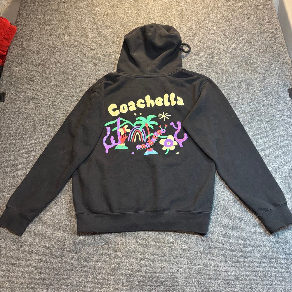 Coachella Music Festival Black Graphic Print Pullover Hoodie Size Small Unisex